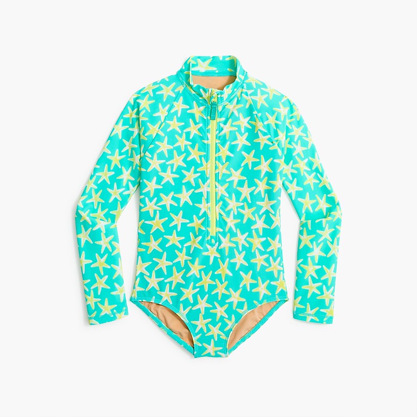 factory: girls' starfish rash guard for girls, right side, view zoomed