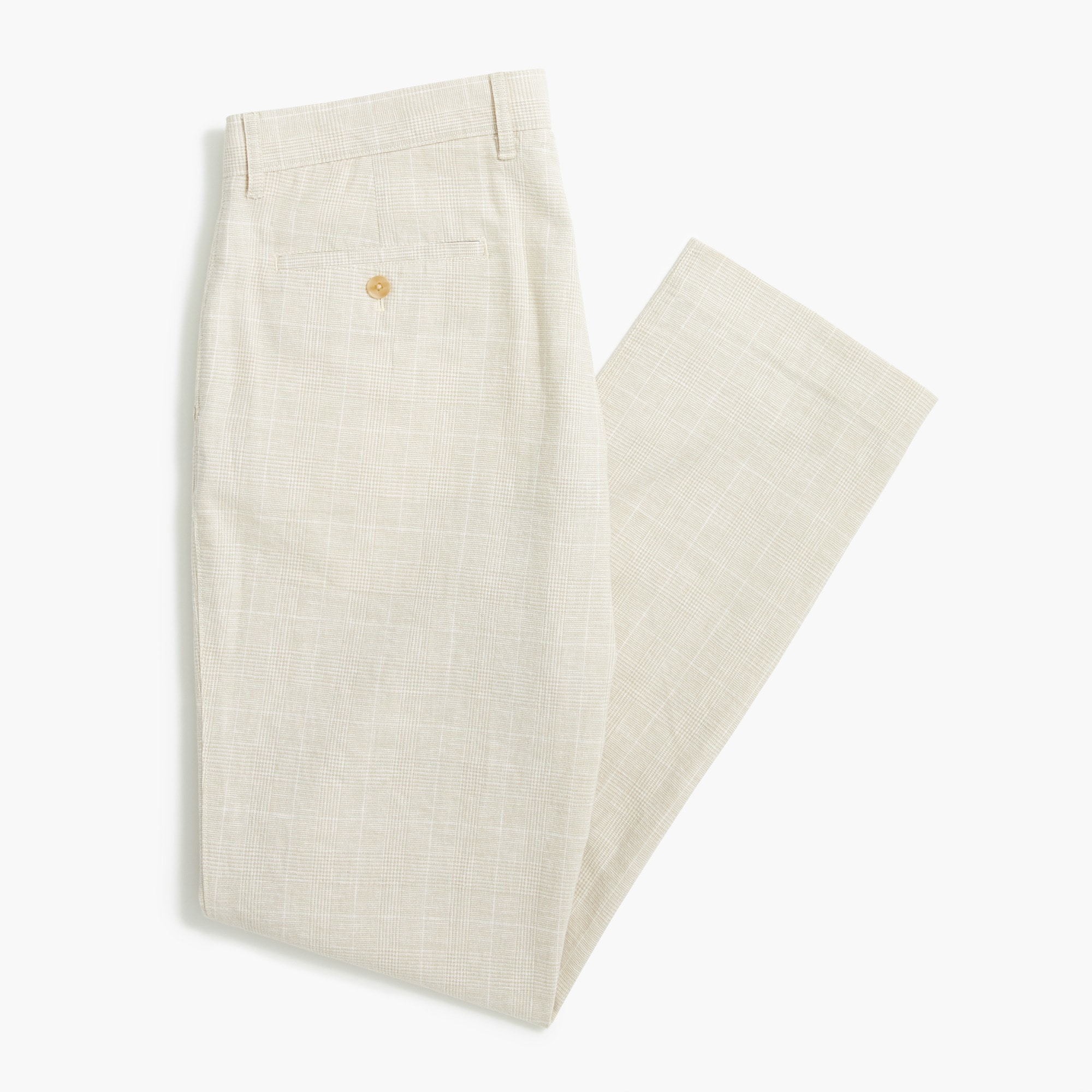 Straight-fit linen-cotton blend pant