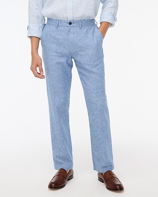 mens Straight-fit linen-cotton pant