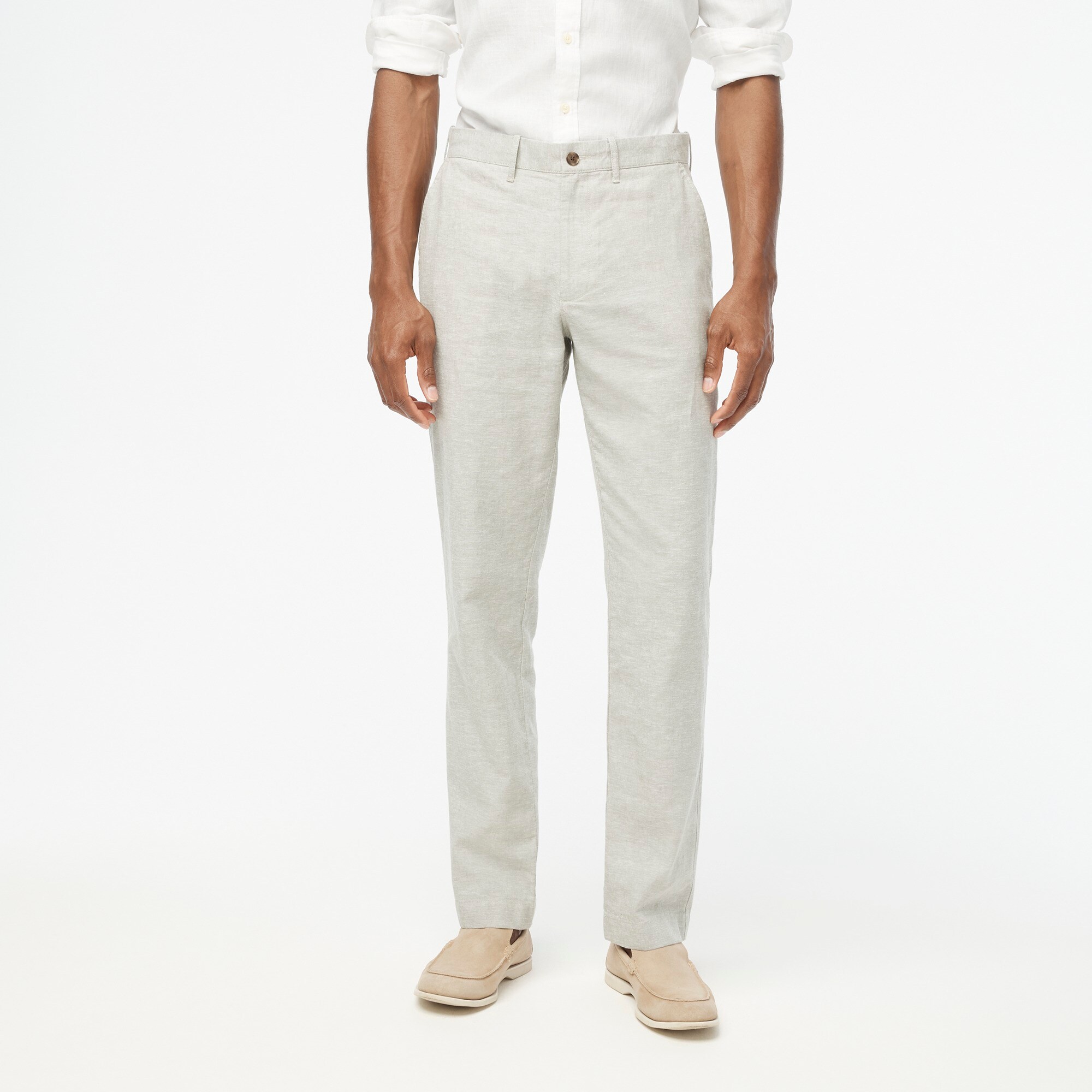 Straight-fit linen-cotton blend pant