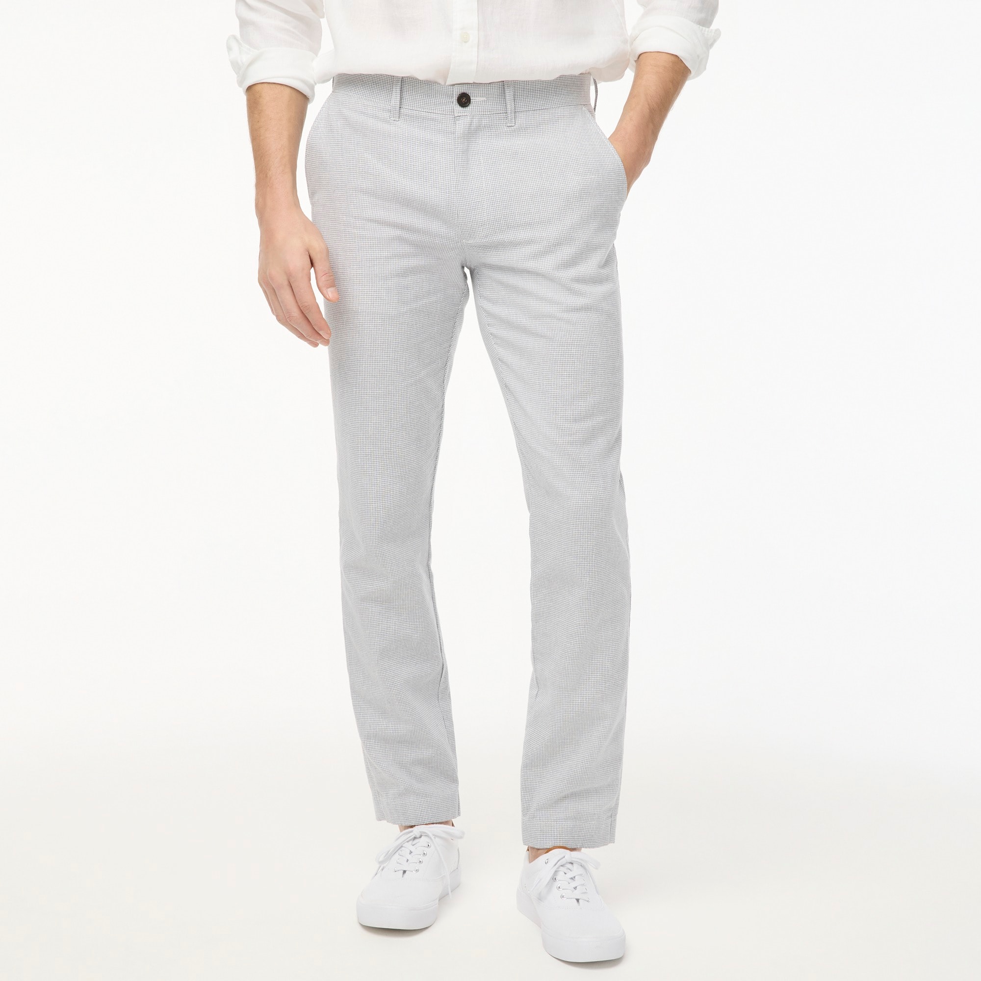 mens Straight-fit linen-cotton blend pant