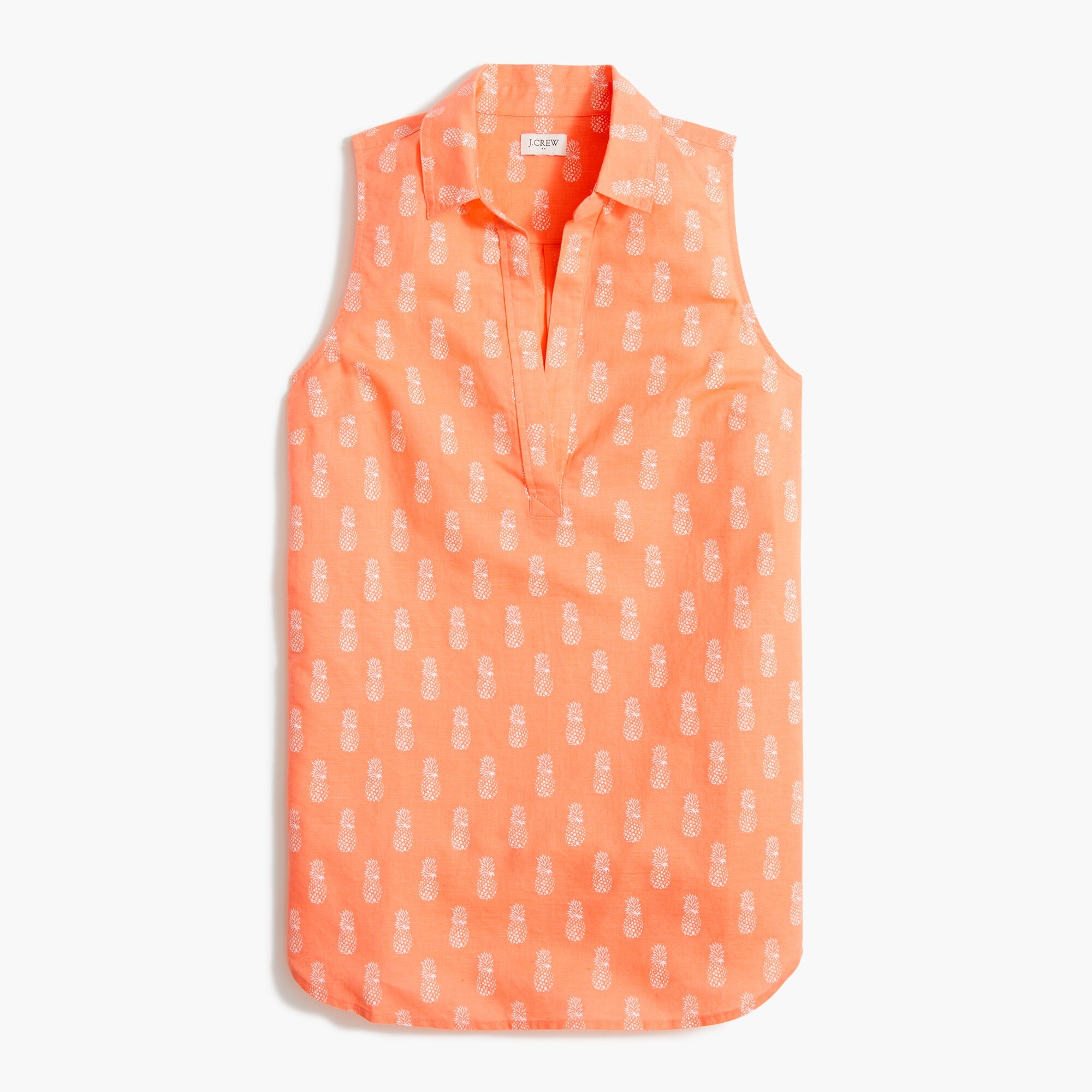 sleeveless linen-cotton popover tunic for women