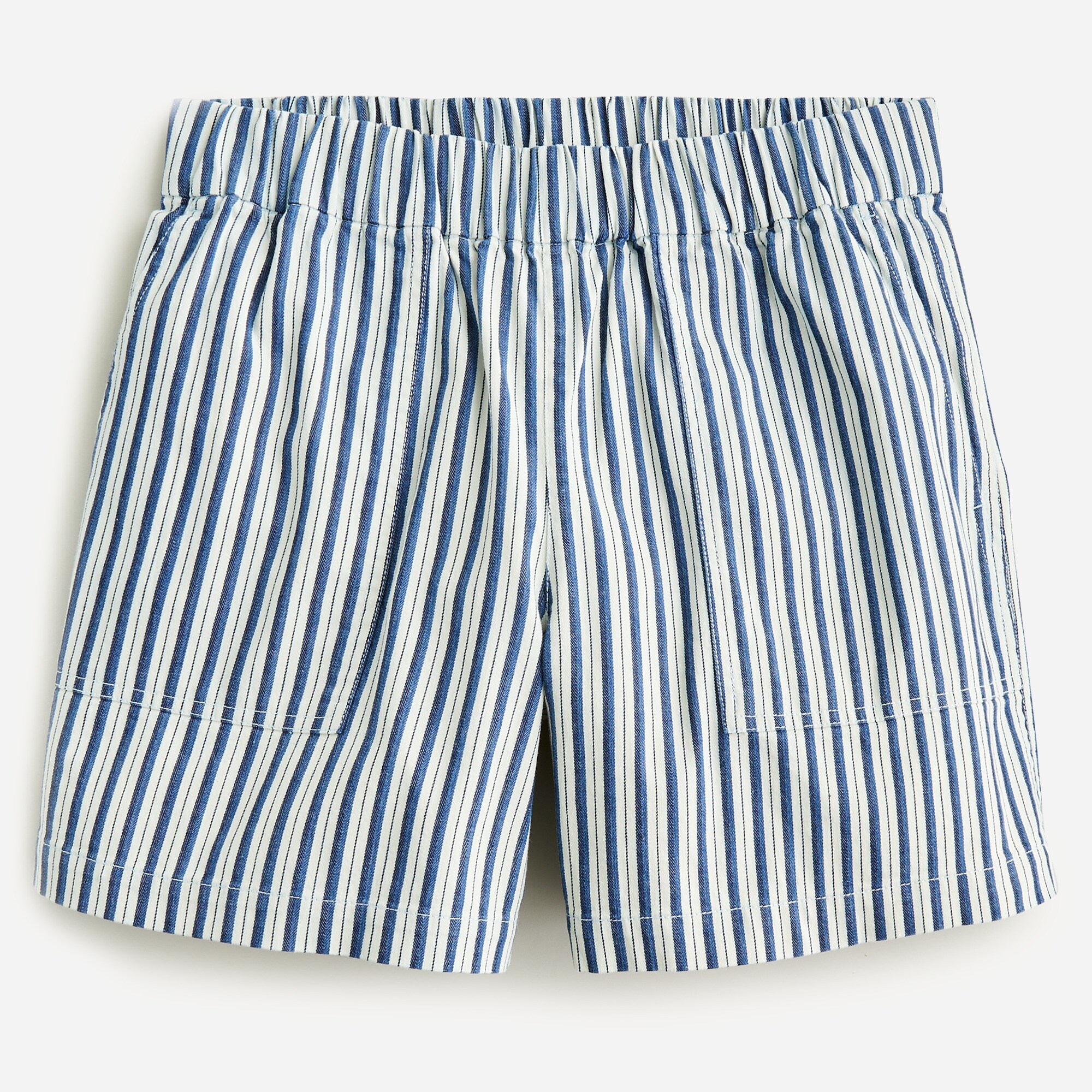Patch-pocket pull-on short in stripe