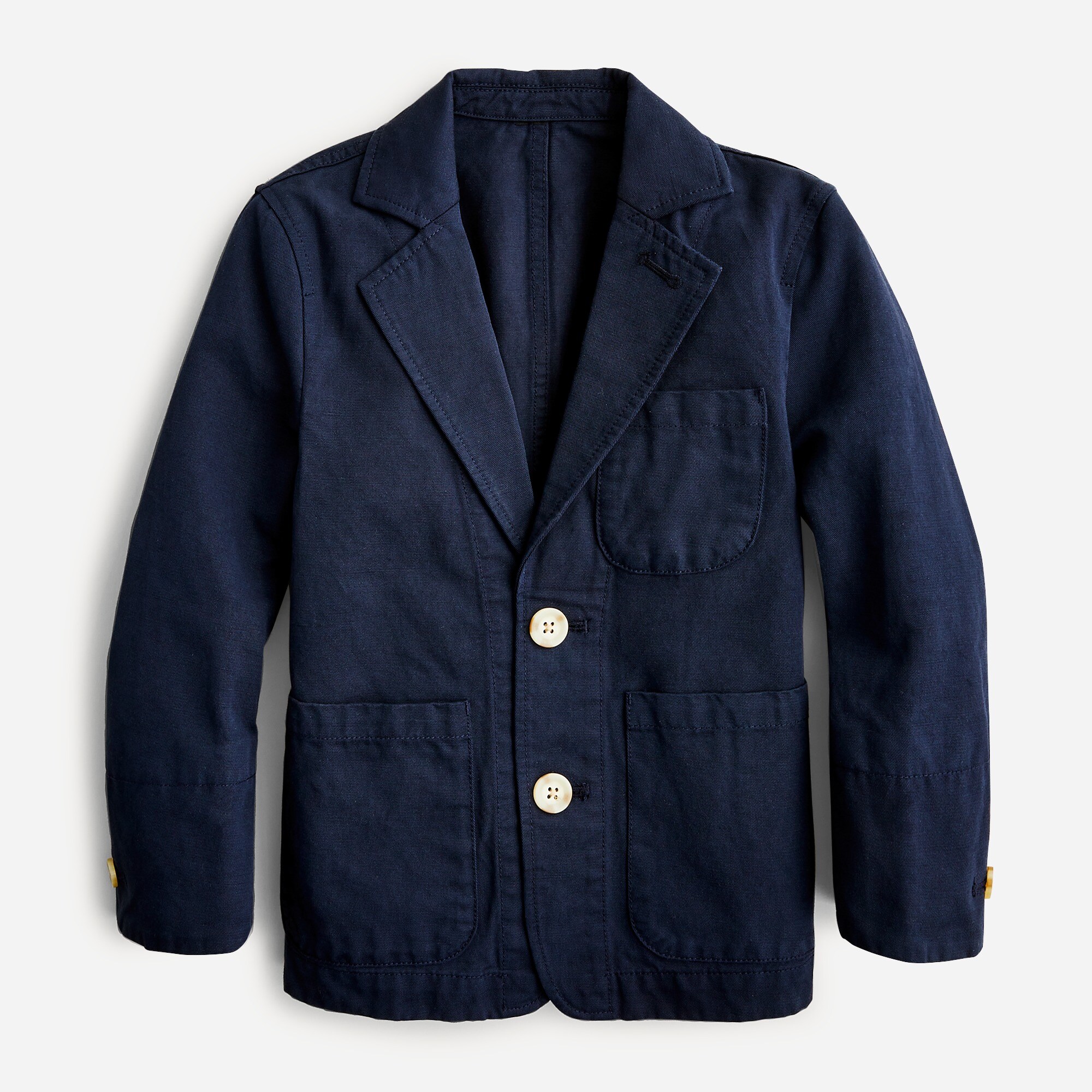 Boys' garment-dyed cotton-linen blend chino suit jacket
