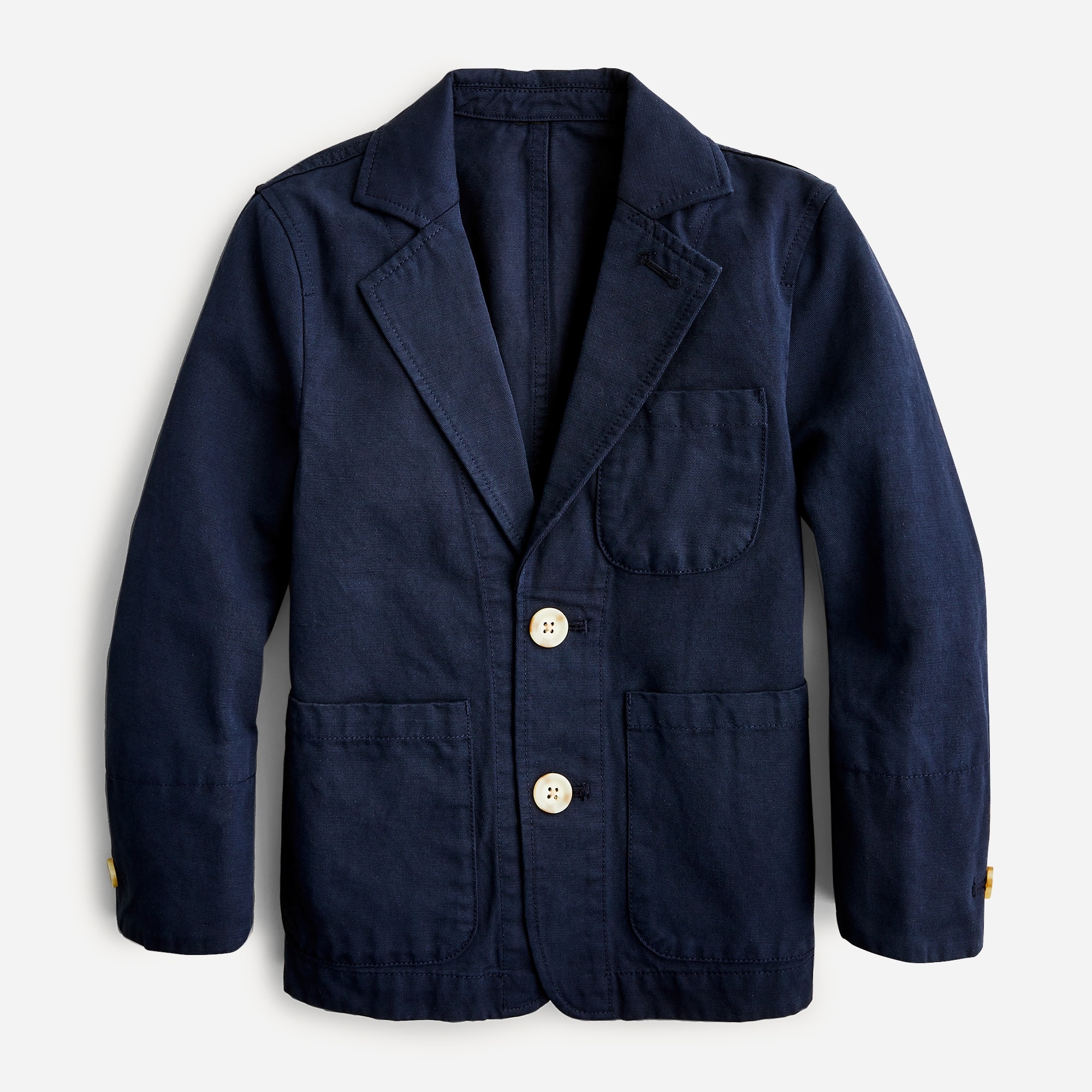 Boys' garment-dyed cotton-linen blend chino suit jacket