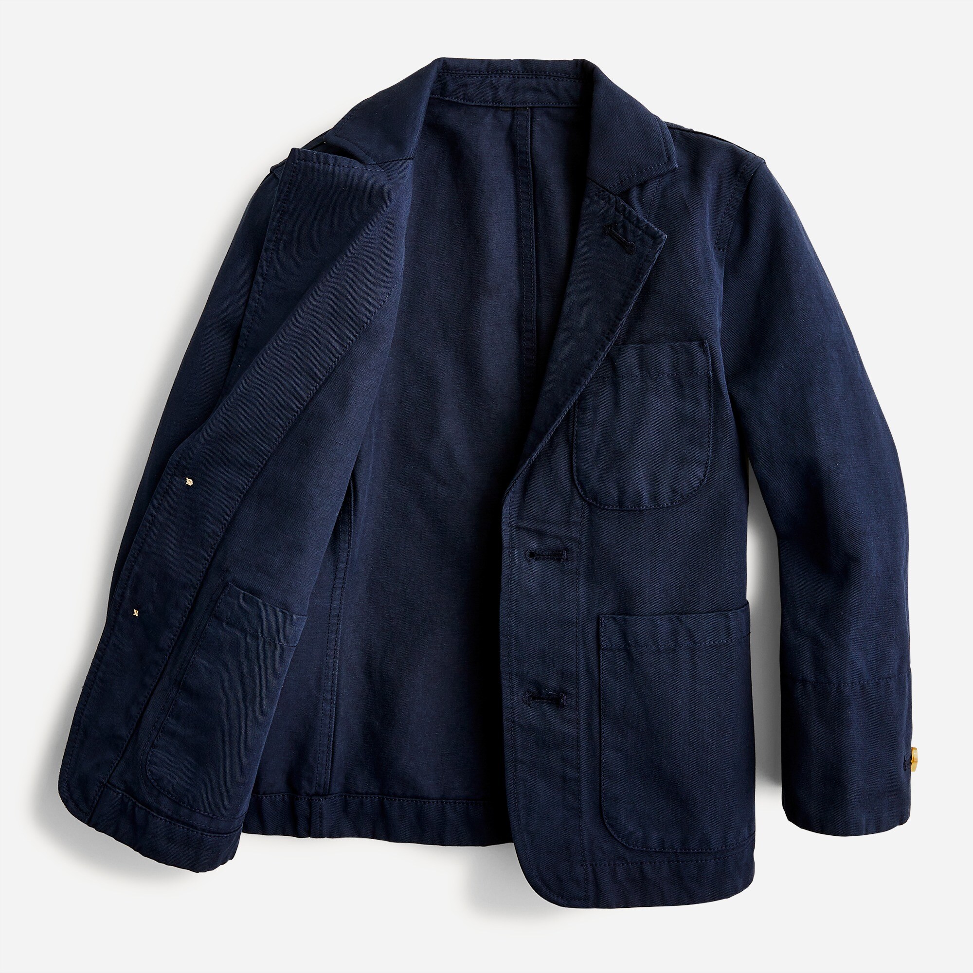 Boys' garment-dyed cotton-linen blend chino suit jacket