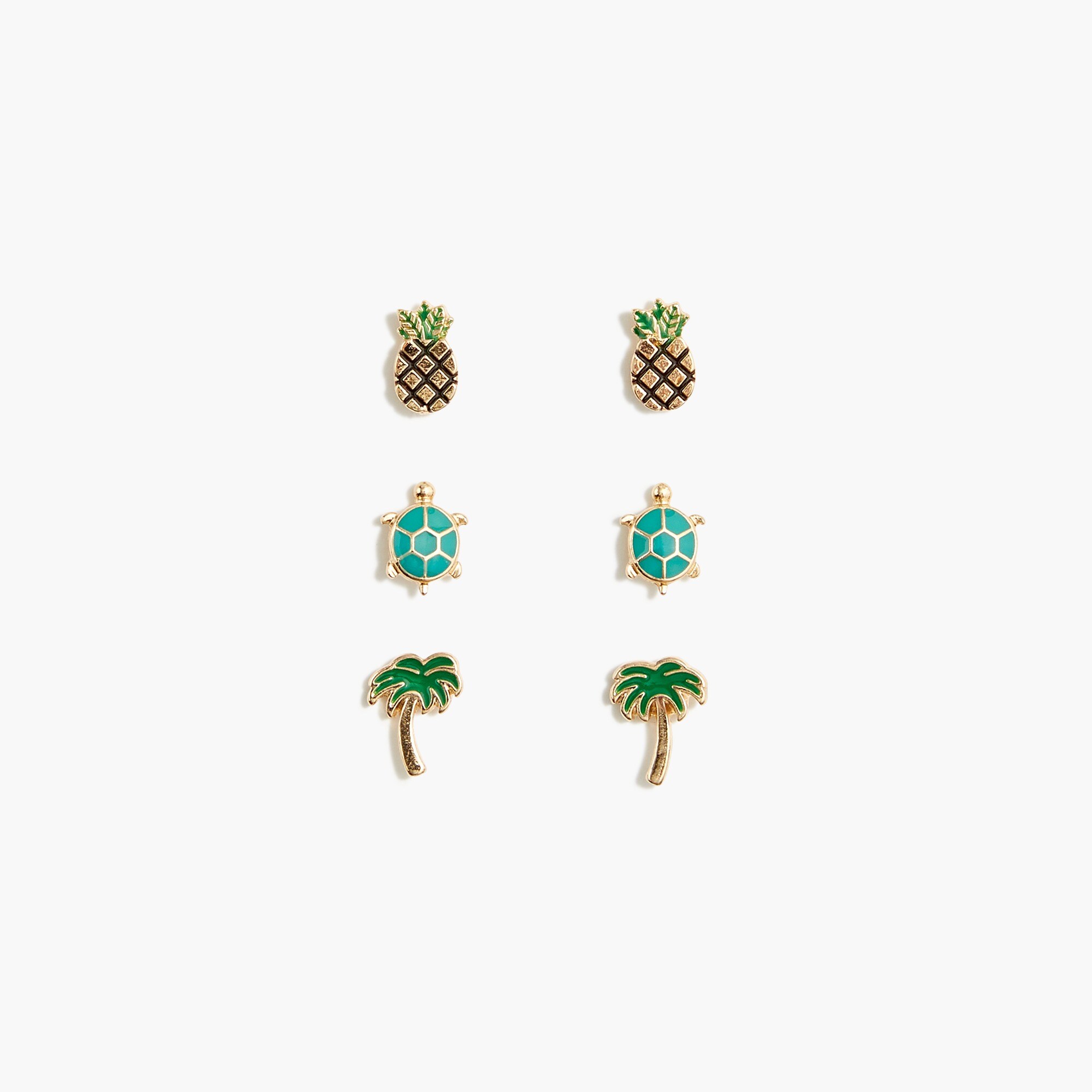 Girls' pineapple earrings set-of-three