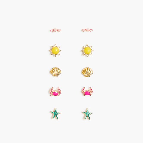 girls Girls' beach studs earrings set-of-three