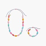 Girls' rainbow shells necklace and bracelet set