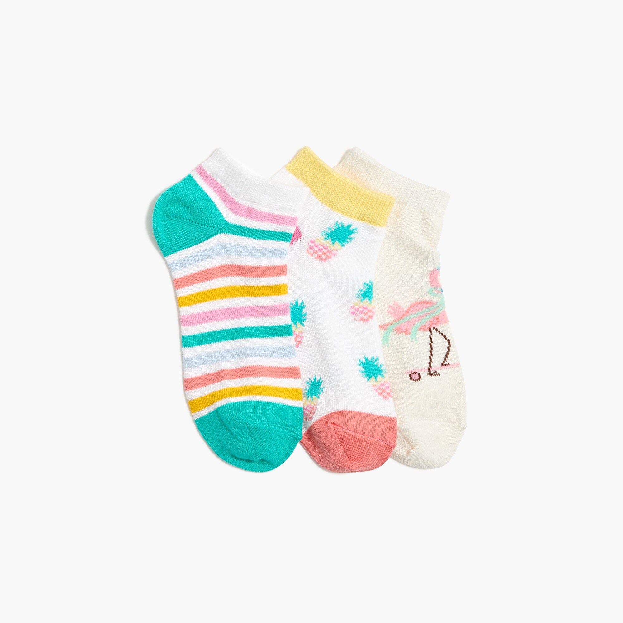Kids' pineapple ankle socks pack