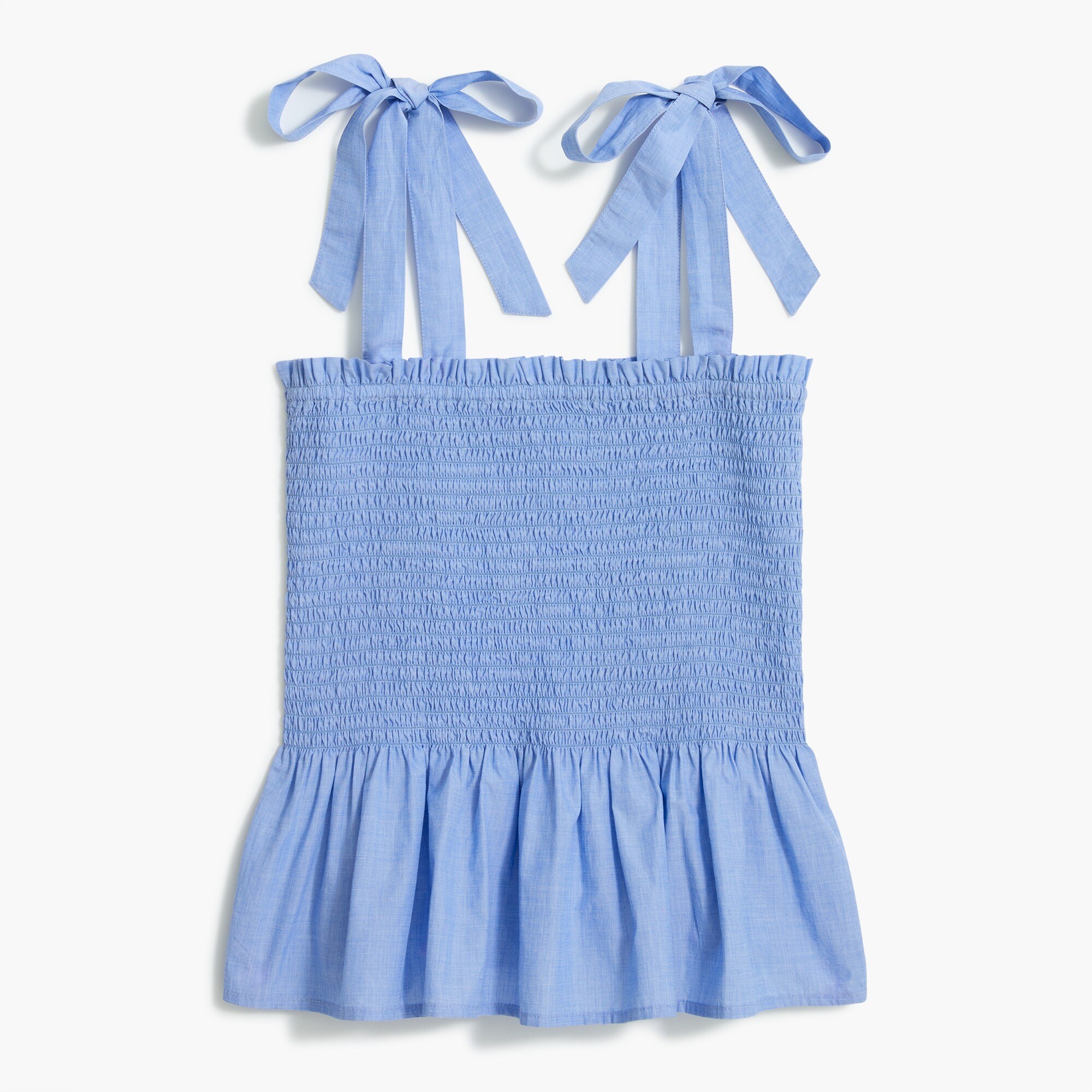 smocked tie-shoulder tank top for women
