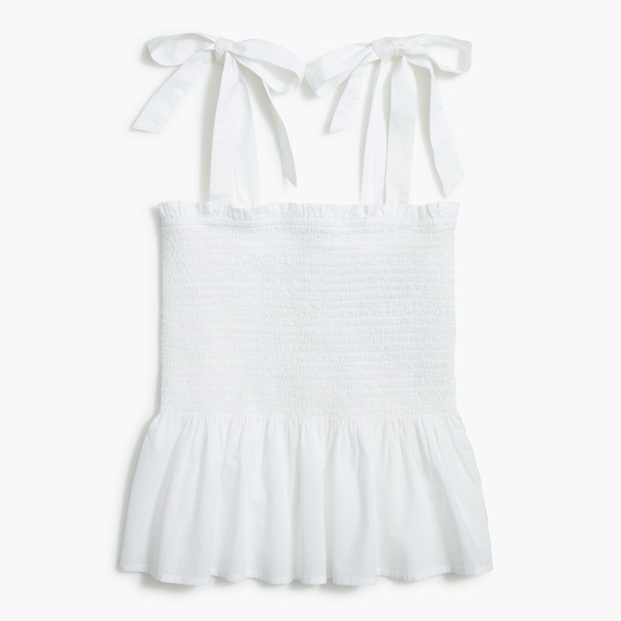 smocked tie-shoulder tank top for women