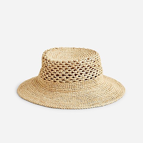 womens Open-weave packable straw hat