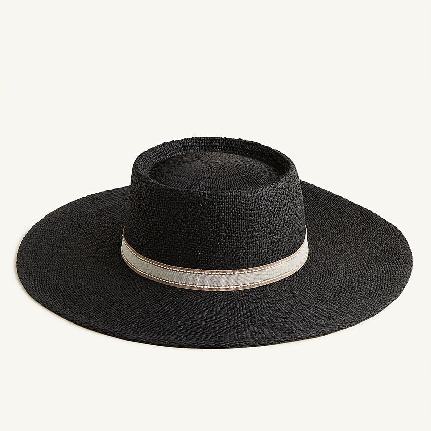 j.crew: contoured-crown straw boater hat for women, right side, view zoomed