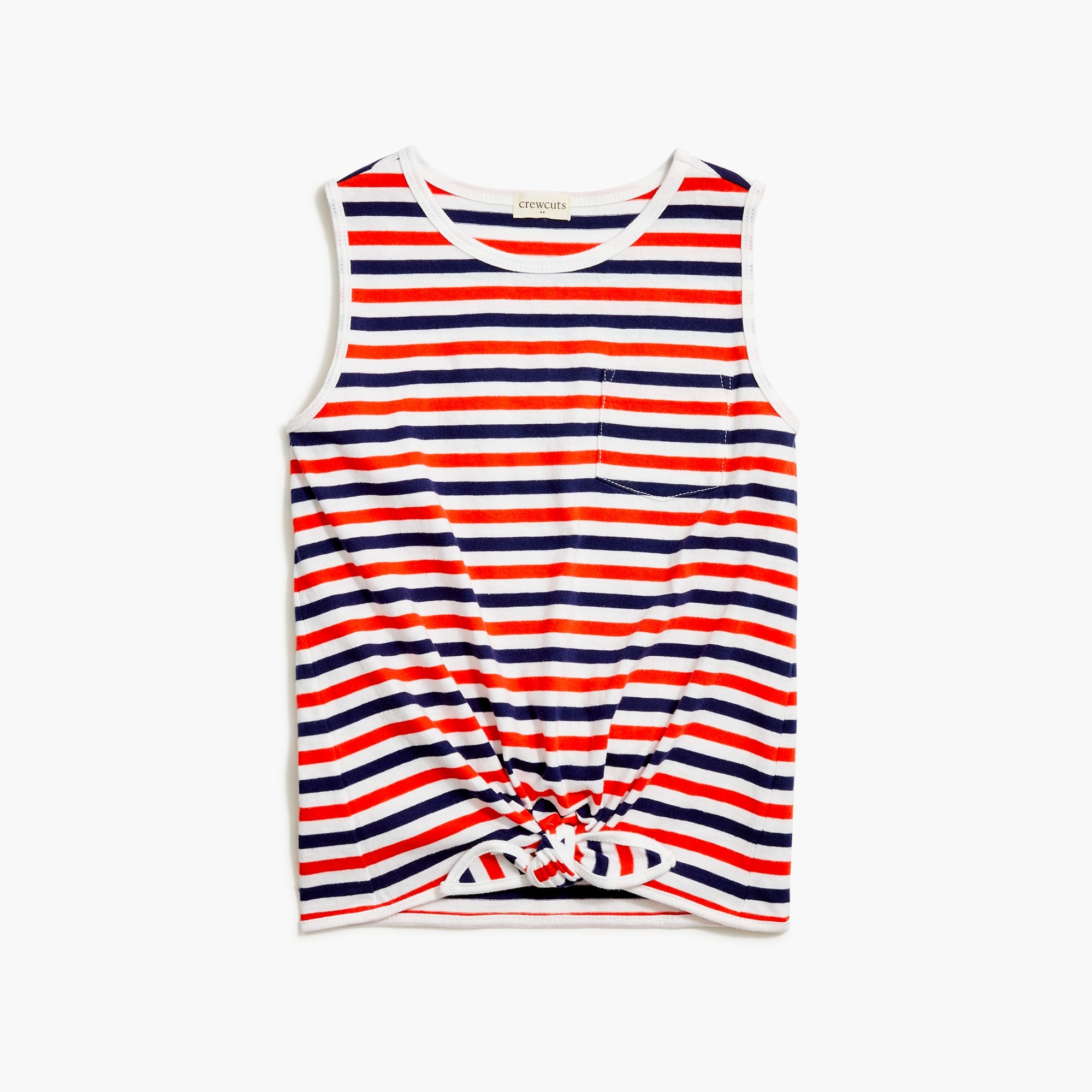 Girls' striped tie-front tank top