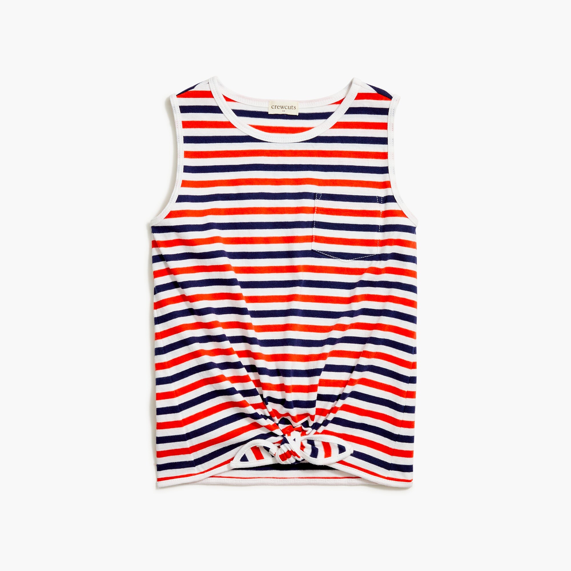 Girls' striped tie-front tank top