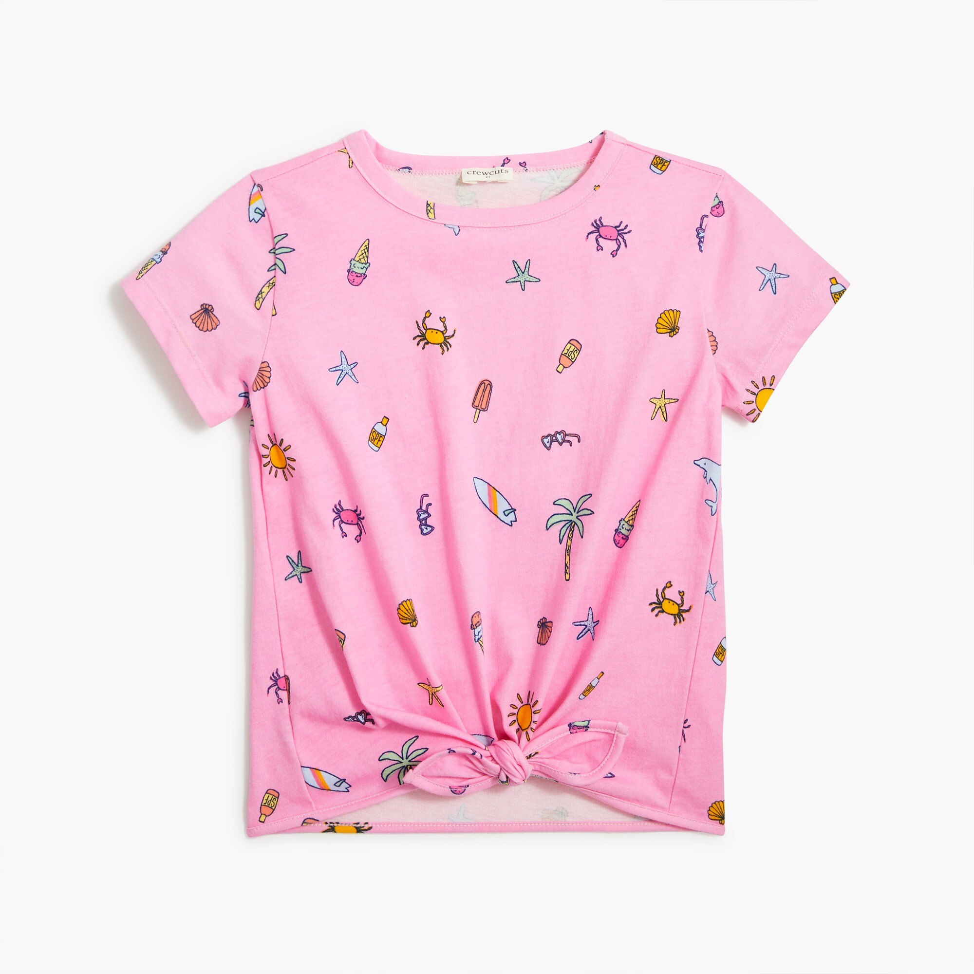 Girls' summertime-print tie-front tee