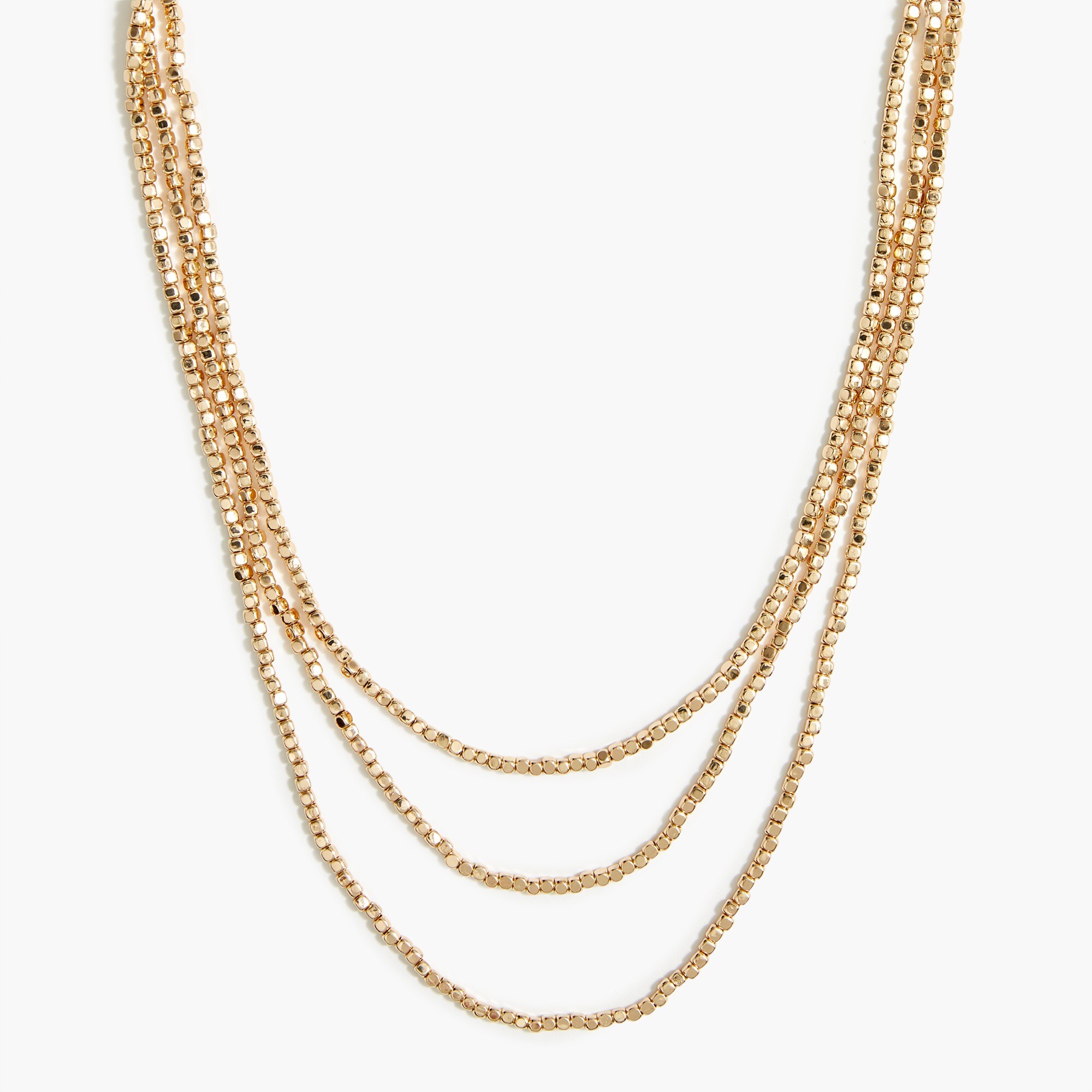 Three-layer metal beaded necklace