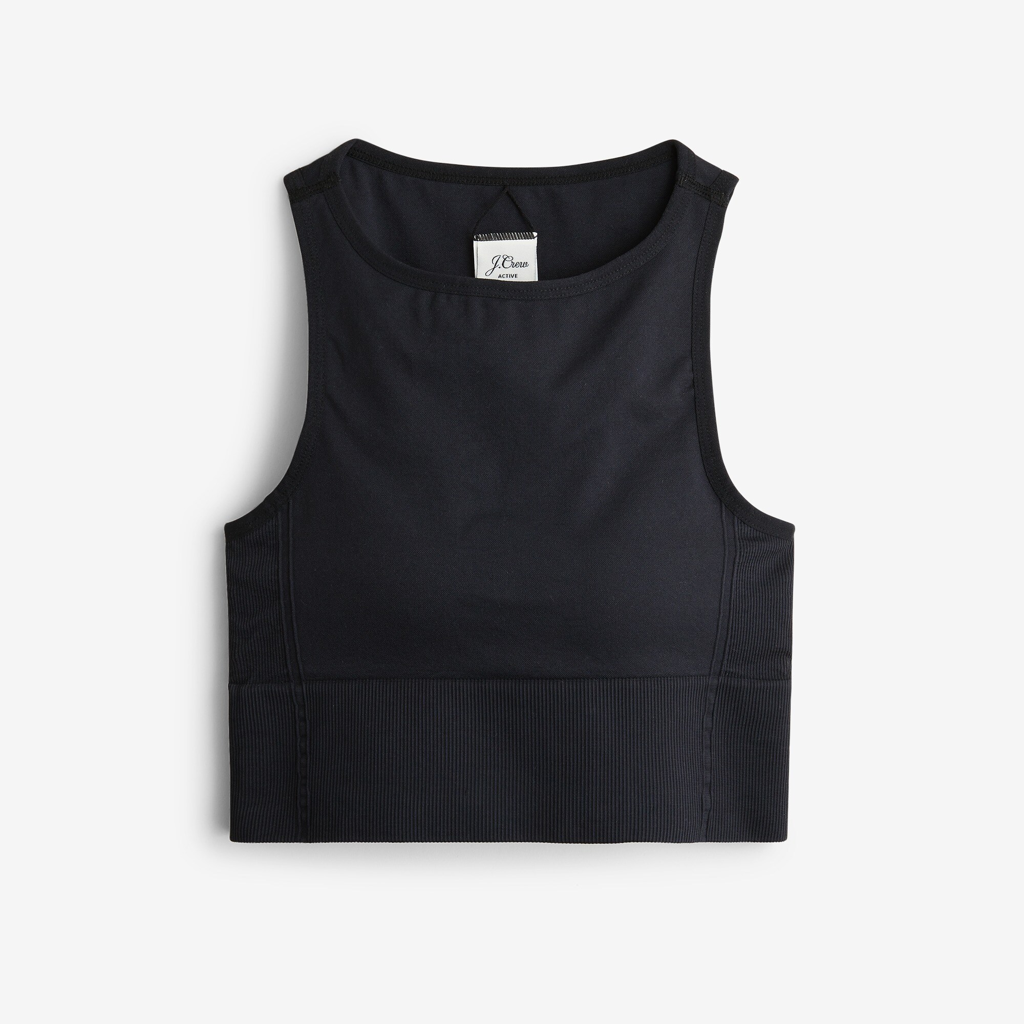 ベスト/ジレ HYKE  CREW NECK CROP TOP/BLACK Ribbed Crop Top | Comfortable & Softest, Luxury Designer Clothing
