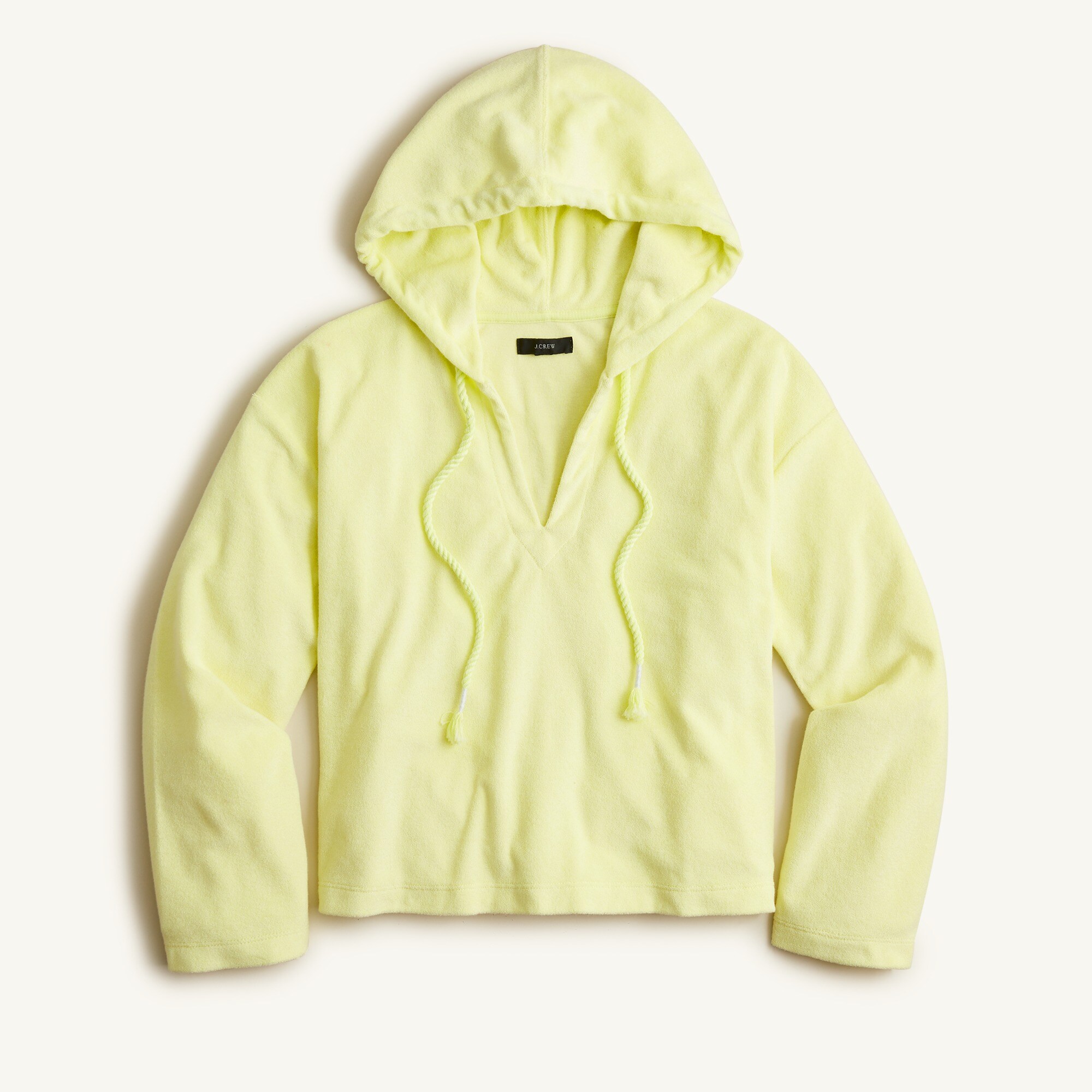 J.Crew: Towel Terry Open V-neck Hoodie For Women