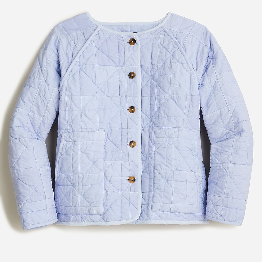 j.crew: quilted patchwork jacket for women, right side, view zoomed