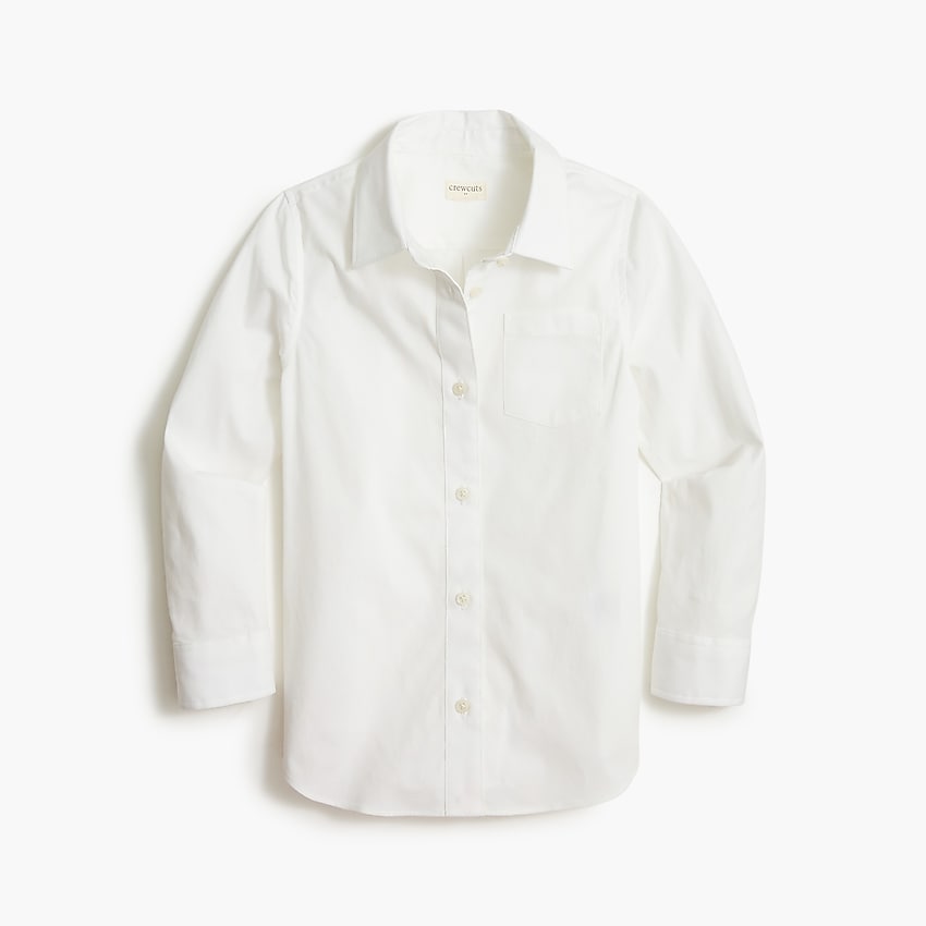 factory: girls' cotton button-up shirt for girls, right side, view zoomed
