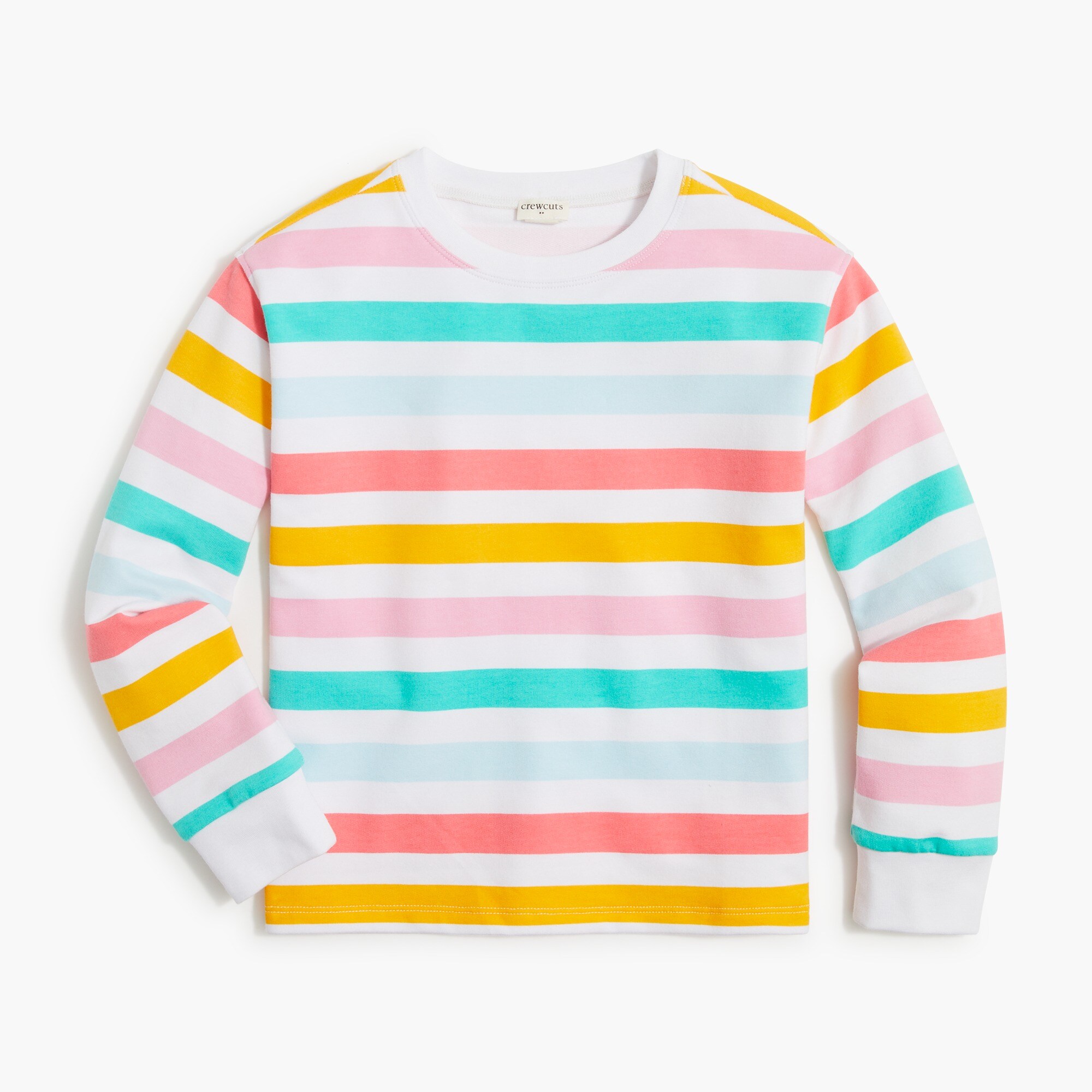 Girls' long-sleeve rainbow-striped sweatshirt