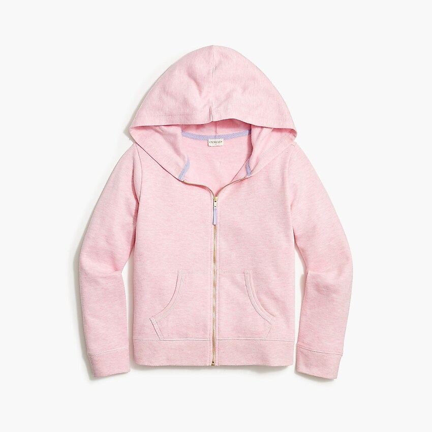 factory: girls' full-zip cotton hoodie for girls, right side, view zoomed
