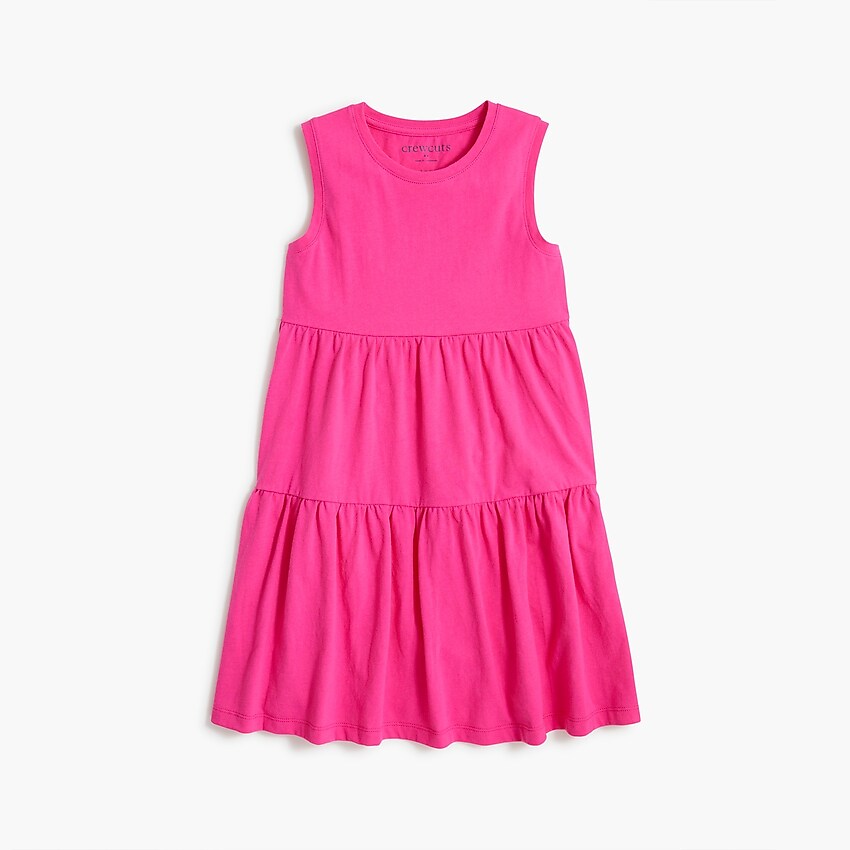 factory: girls' cotton tiered dress for girls, right side, view zoomed