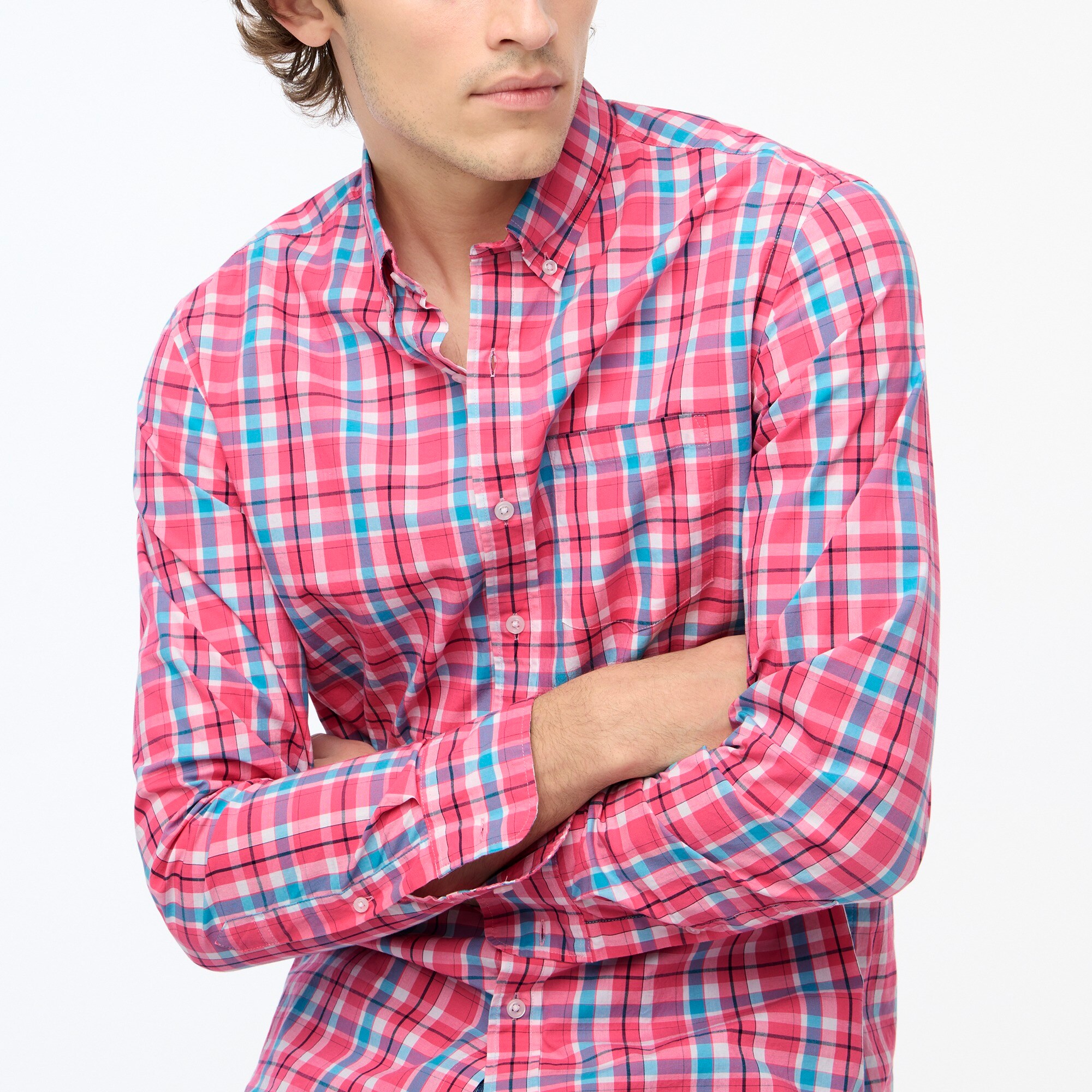 mens Plaid flex casual shirt