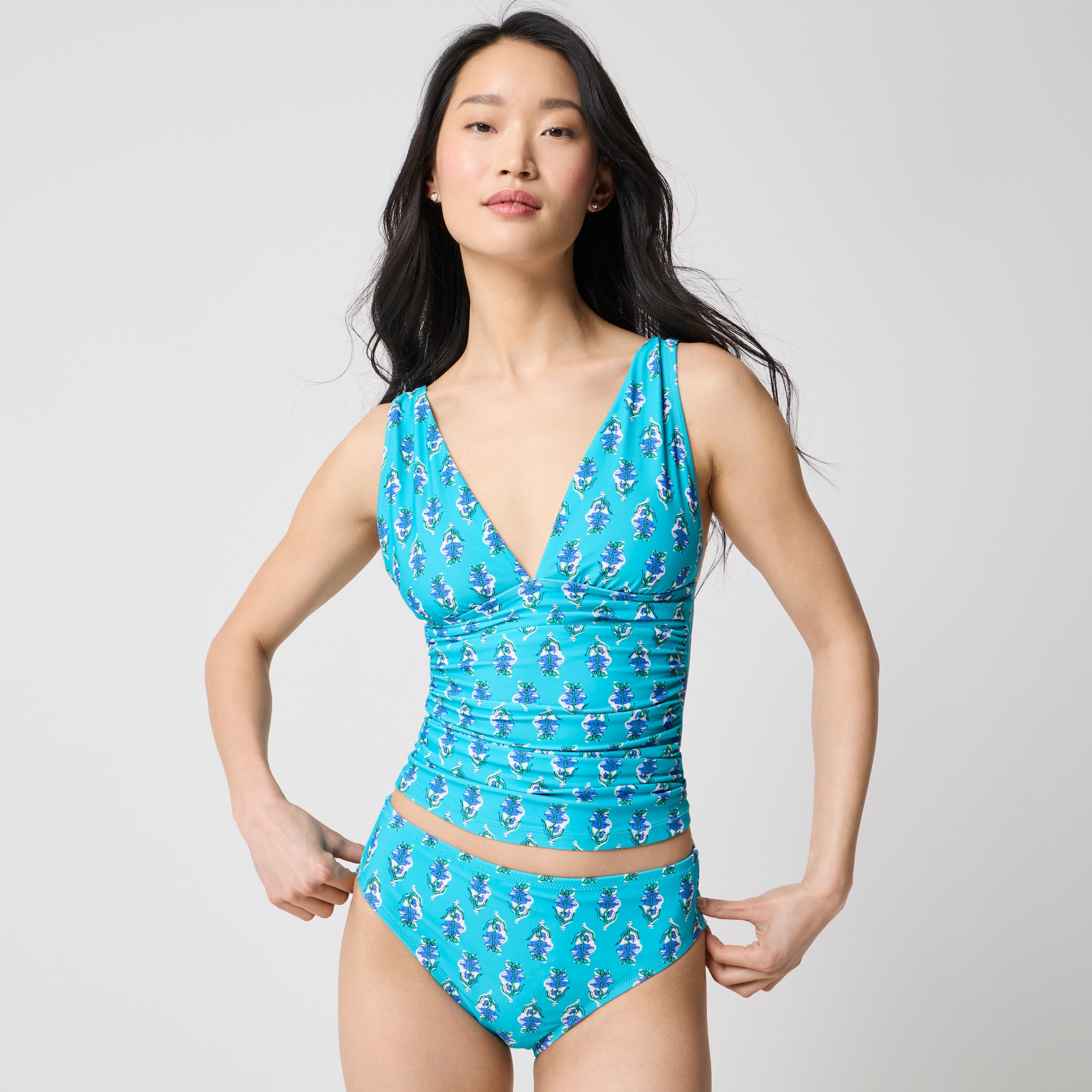 Printed mid-rise bikini bottom