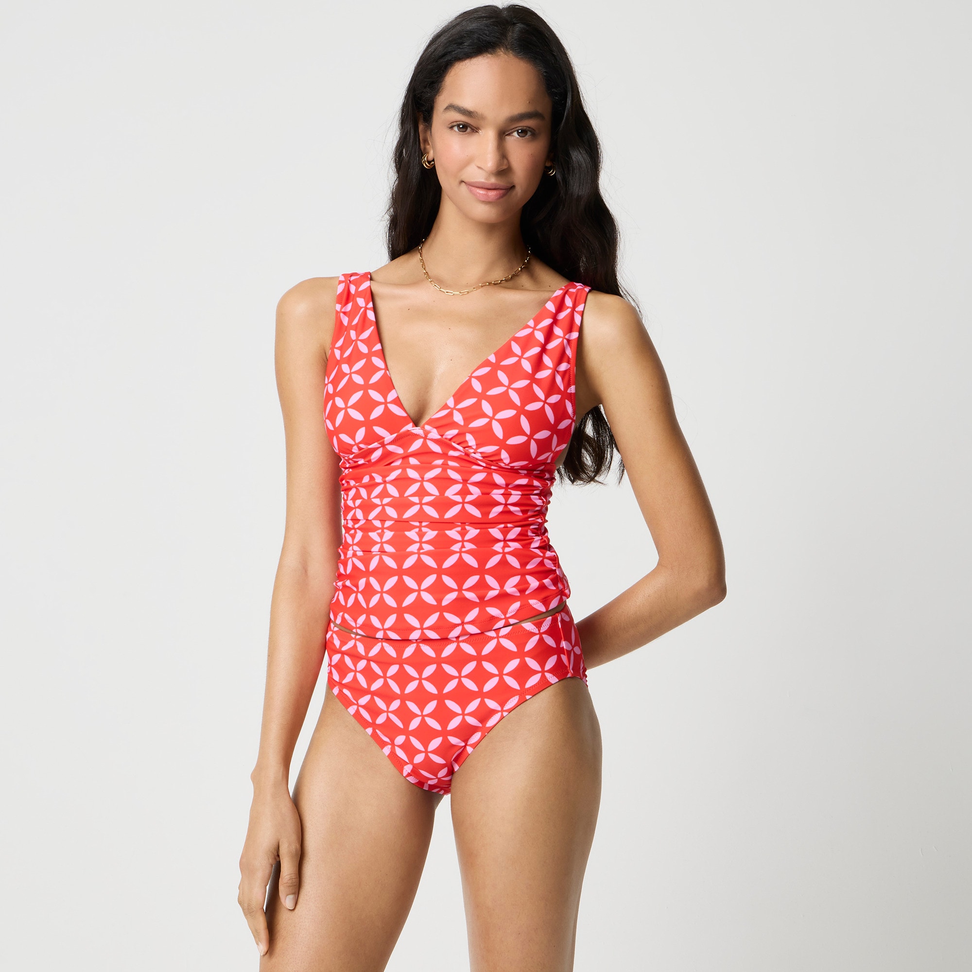 Printed mid-rise bikini bottom