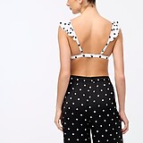 Polka-dot ruffle-shoulder V-neck bikini top