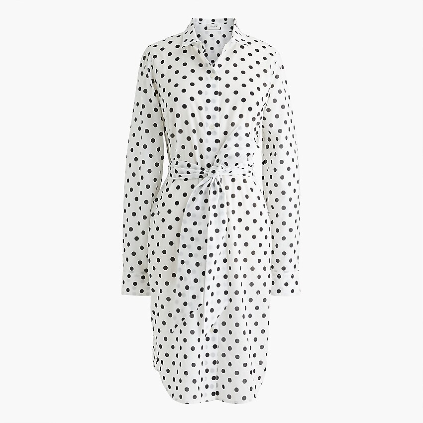 factory: polka-dot cover-up shirtdress for women, right side, view zoomed