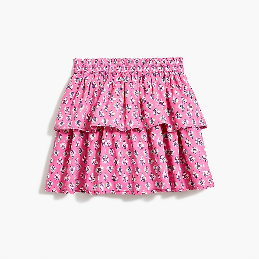 factory: girls' colorblock tiered skirt for girls, right side, view zoomed