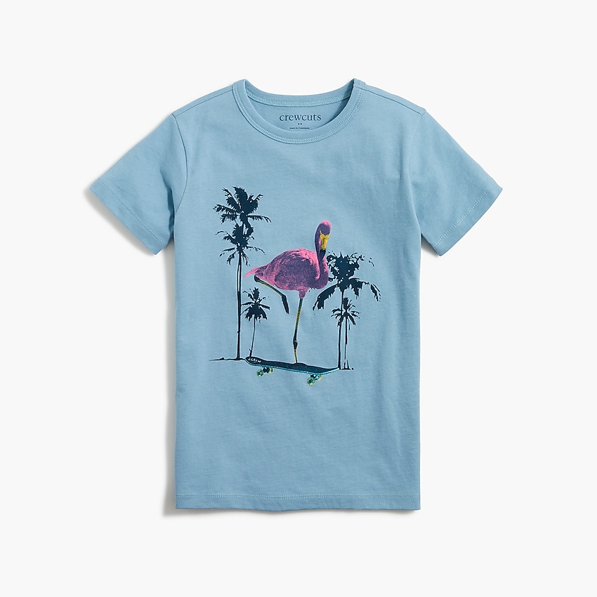 factory: boys' flamingo graphic tee for boys, right side, view zoomed