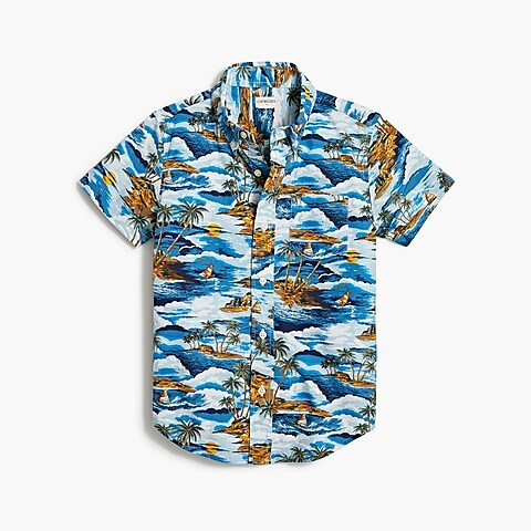  Boys' short-sleeve island-print shirt