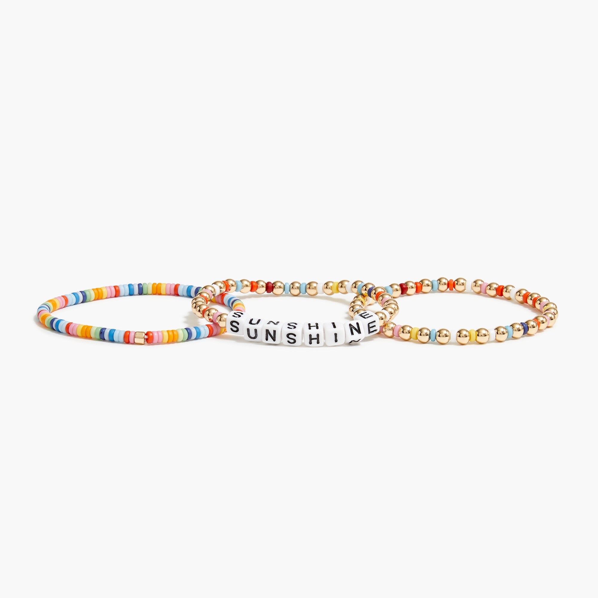Beaded phrase bracelets set-of-three