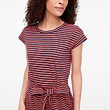 Short-sleeve striped tie-waist T-shirt dress
