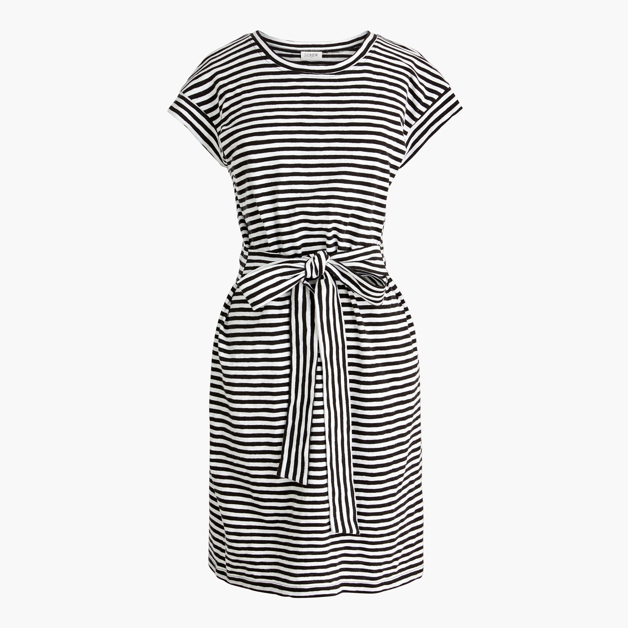 Factory Short sleeve Striped Tie waist T shirt Dress For Women