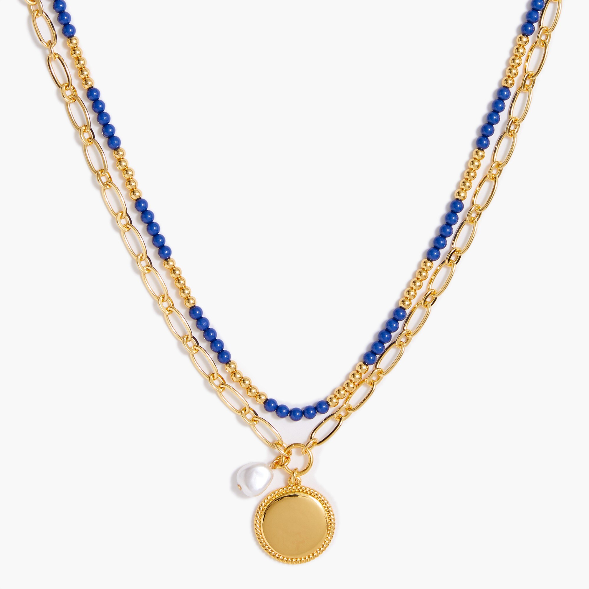 Two-layer beaded necklace