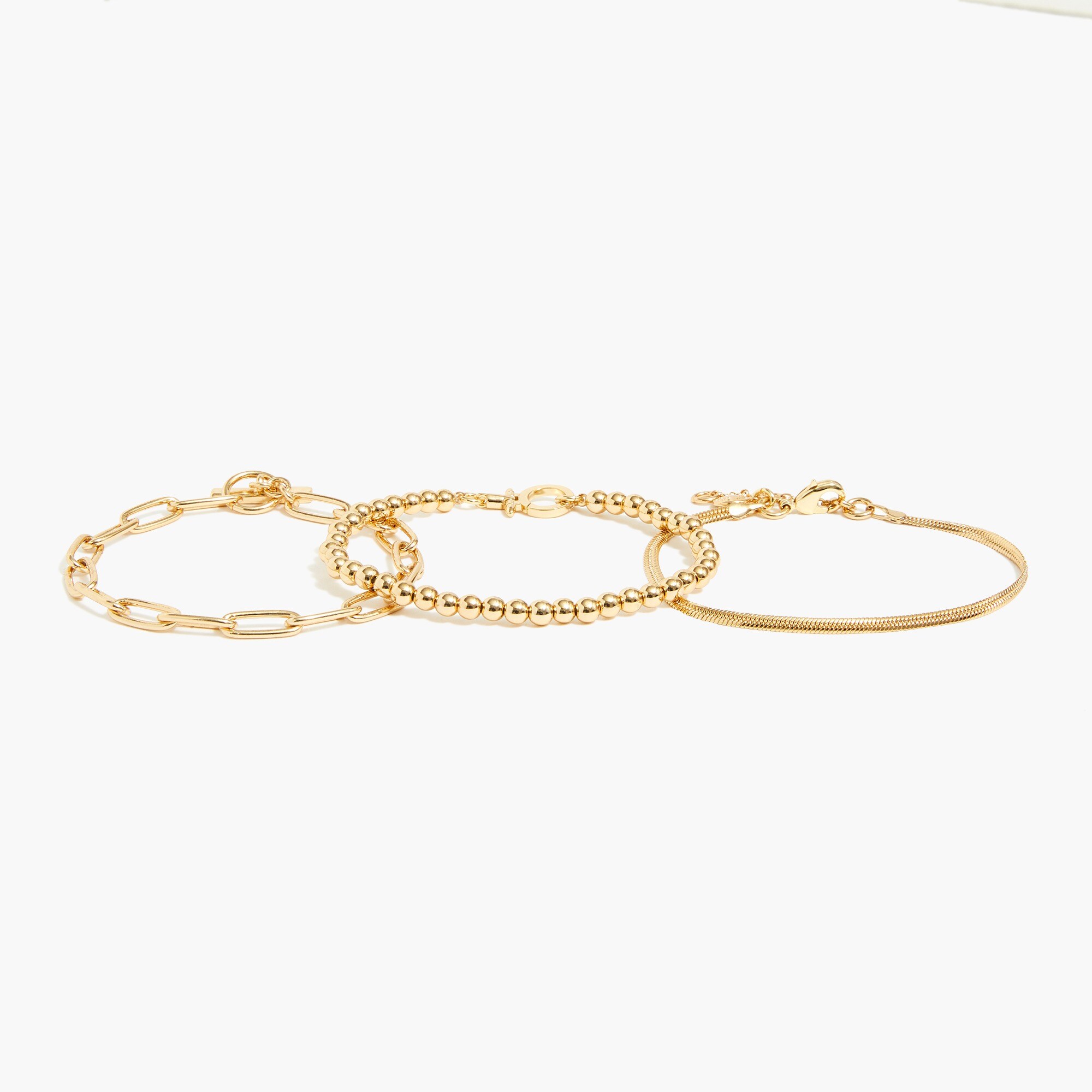 Gold links bracelets set-of-three