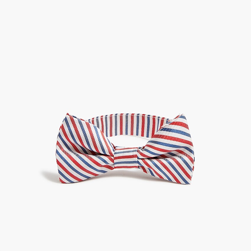 factory: boys' silk striped bow tie for boys, right side, view zoomed