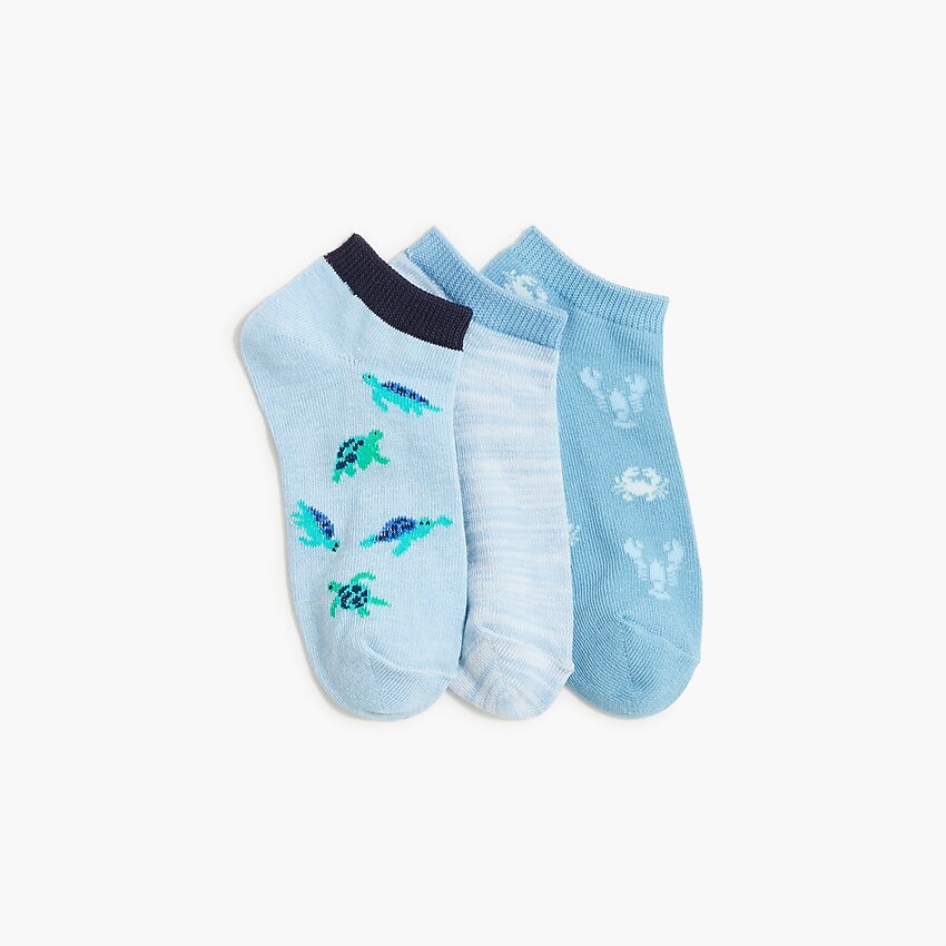 factory: boys' sea critter ankle socks pack for boys, right side, view zoomed