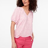 Petite Cotton V-neck puff-sleeve top