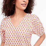 Cotton V-neck puff-sleeve top