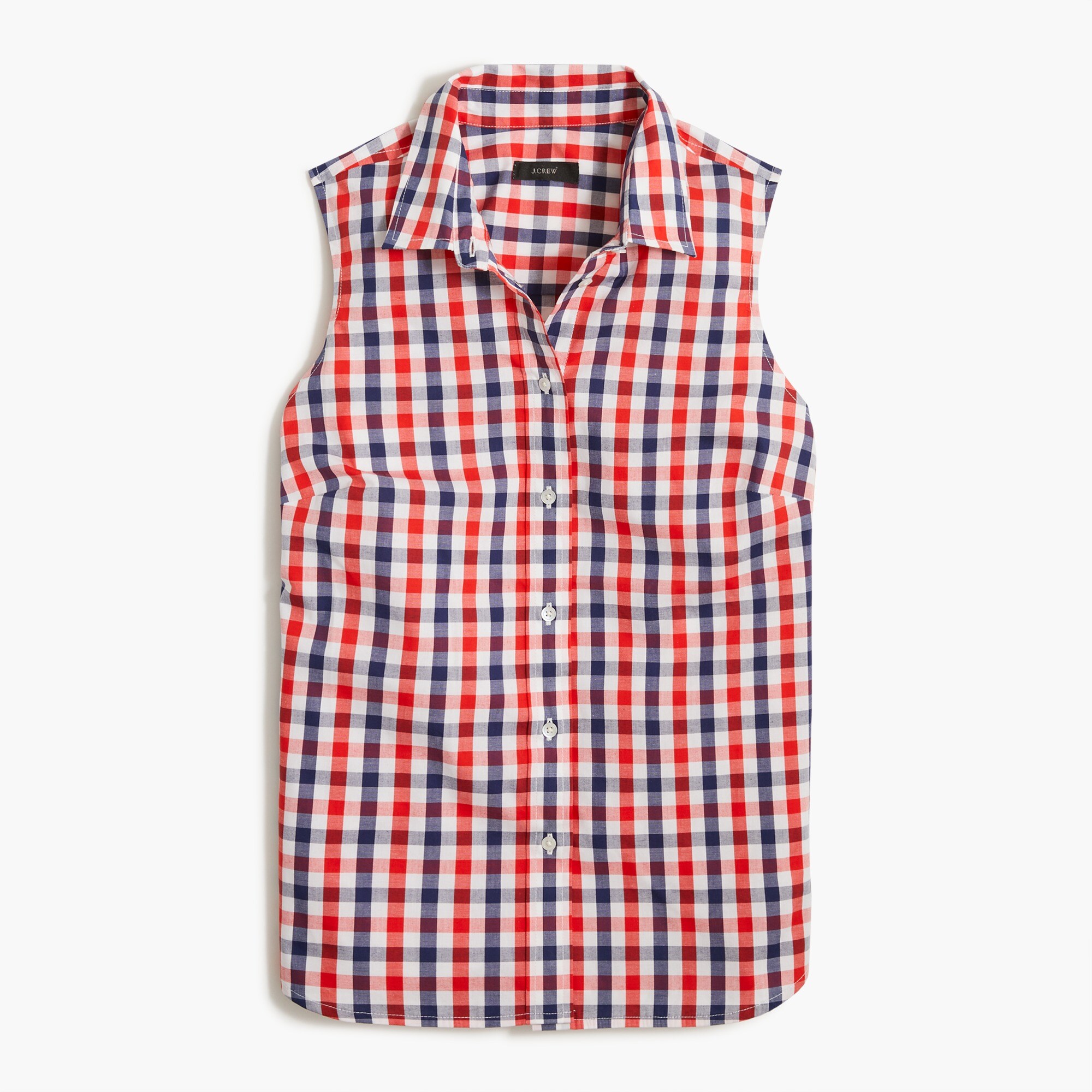 Sleeveless cotton poplin top in signature fit