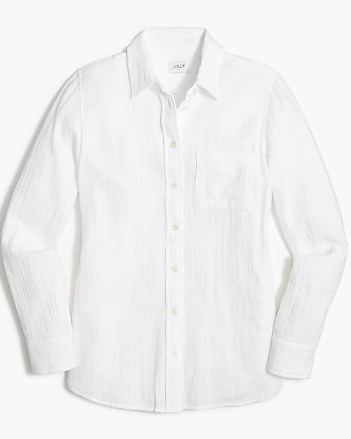  Petite gauze button-up shirt