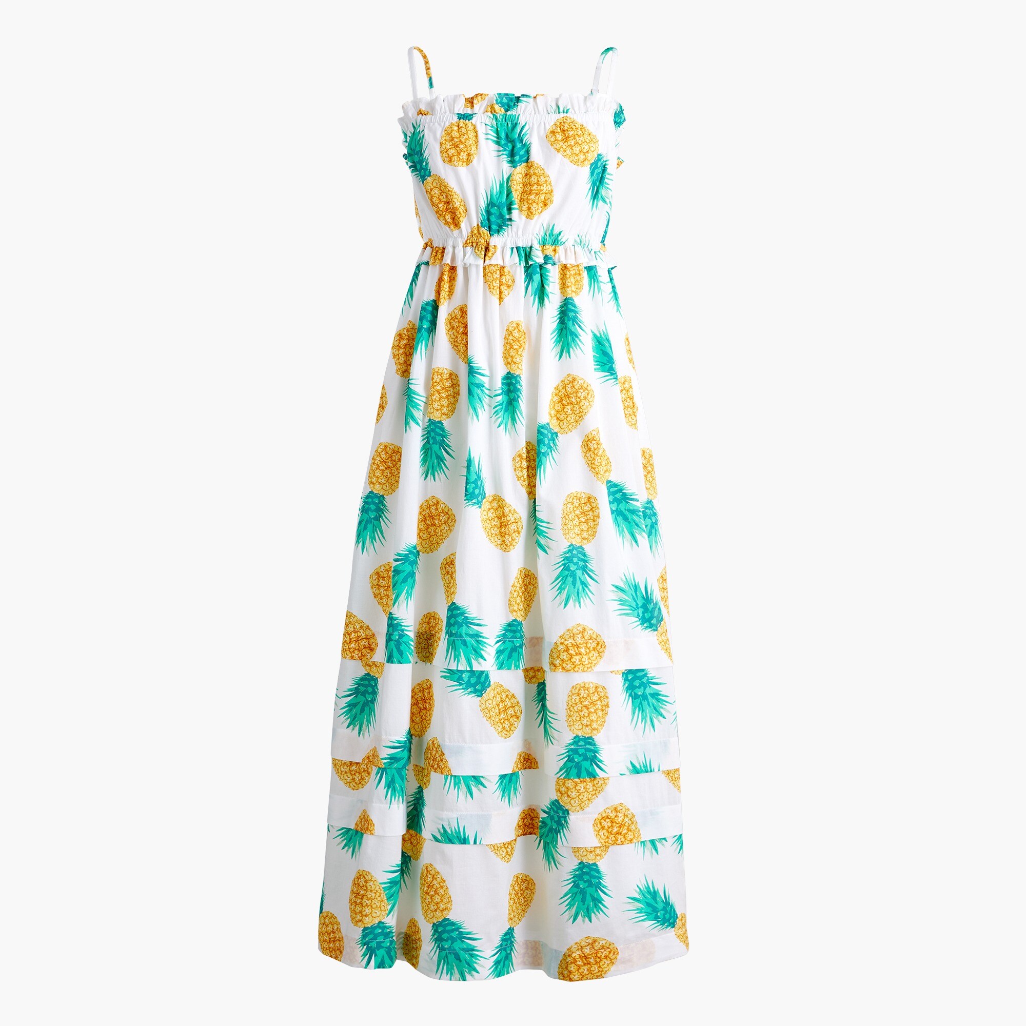 Pineapple squareneck ruffle maxi dress