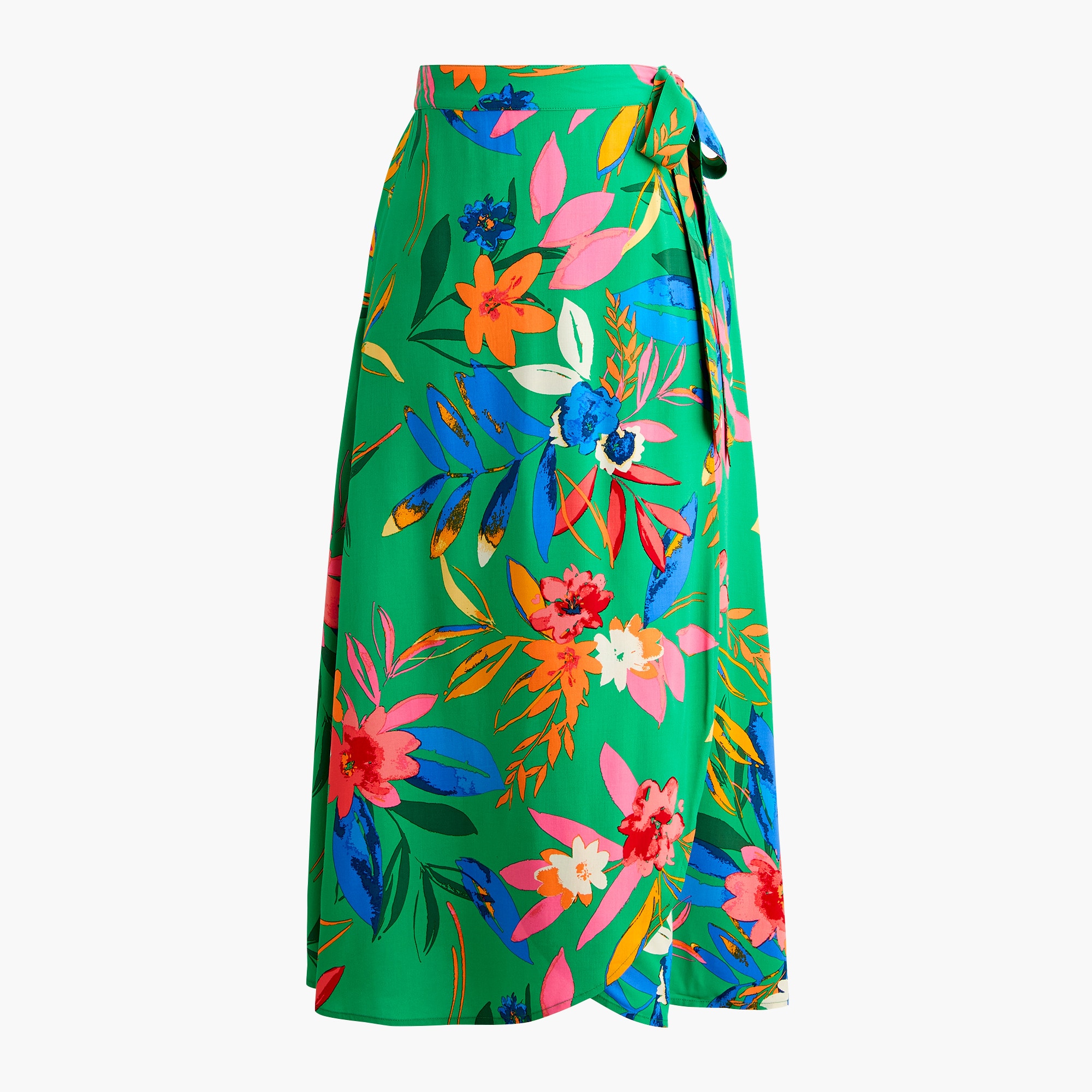 Printed faux-wrap skirt